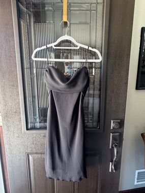 Classic Black Slip Dress with Cowl Neck